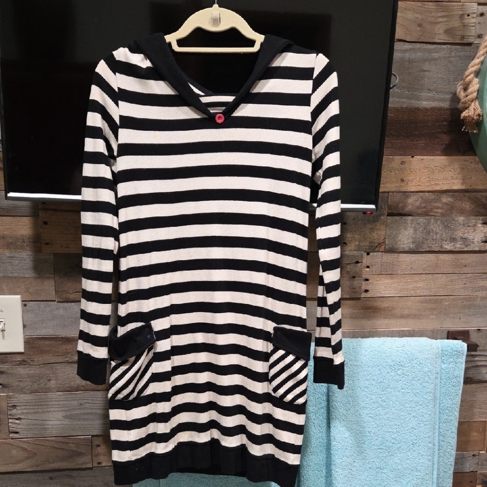 Little Marcel Black and White Striped Sweater Dress
